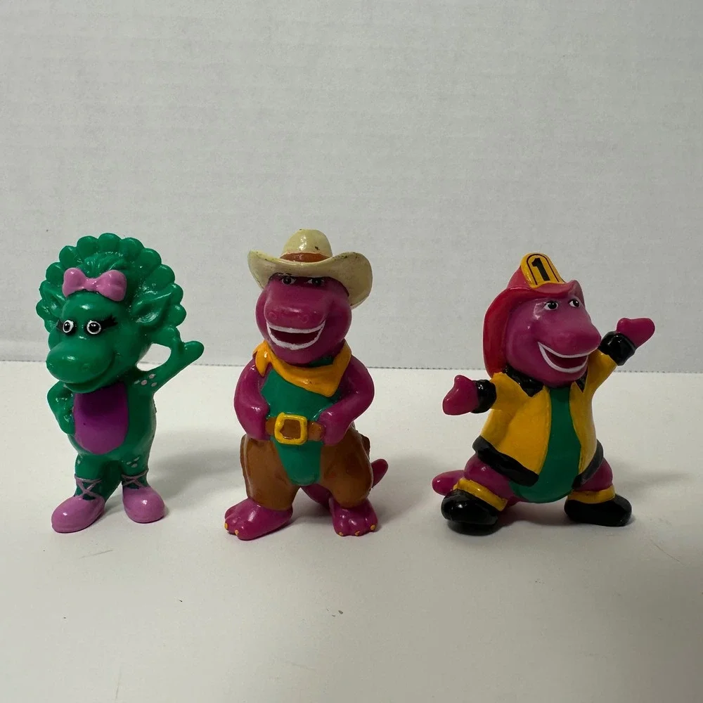 Vintage 1993 Barney The Lyons Group PVC Figures Lot Cowboy Firefighter 3pc